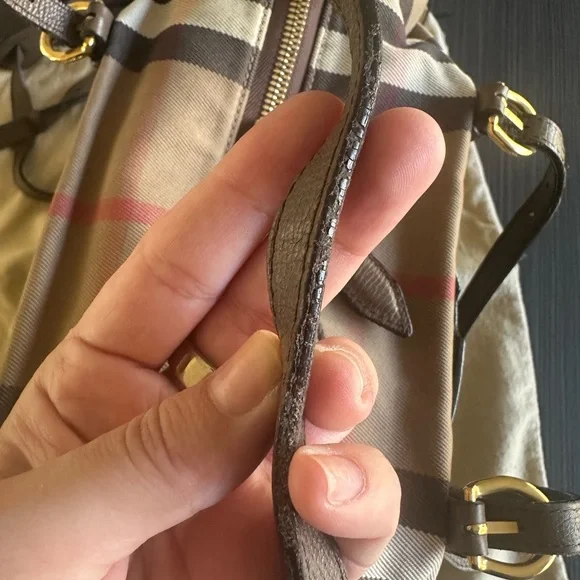 Burberry leather and canvas Tan and Brown - Grey Shoulder / Tote Bag - Picture 12 of 12